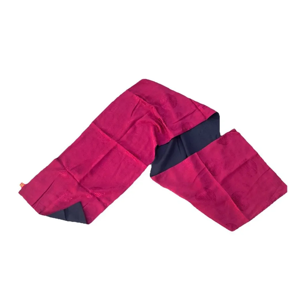 Shanghai Tang Silk Scarf Reversible Red Black Logo